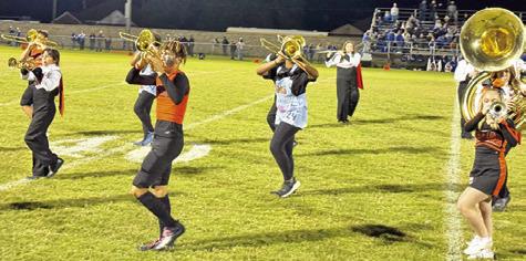 THE SOMERVILLE HIGH School Band performs at halftime of the Somerville-Falls City game last Friday in Somerville.