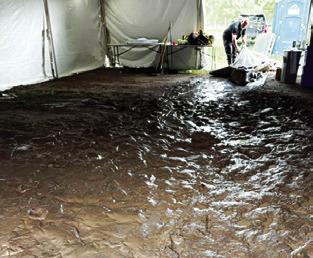 EXTREMELY MUDDY conditions forced the cancelation of Saturday’s Chilifest event, mainly due to the inability of emergency vehicles to get in and out of the Chilifest grounds if needed for emergency responses. Photo courtesy of CHI St. Joseph Health EMS
