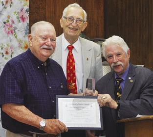 SKIPPER MURRAY, left, recently was honored by Lee Scott Masonic Lodge No. 793 in Somerville for his years of community service in the Somerville area with the Community Builder Award during a dinner on June 22.