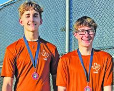 DYLAN CHAPMAN and Cayden Zboril placed second in varsity boys doubles at the Madisonville Varsity Tournament #2 last week.