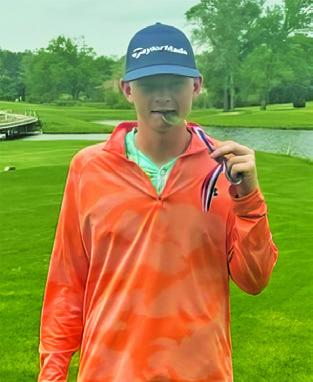 BARRETT HOWE wins the district golf championship in the individual competition.