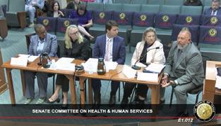 SHAWN EDWARDS, right, testifies on July 7 before the Senate Committee on Health &amp; Human Services in Austin.