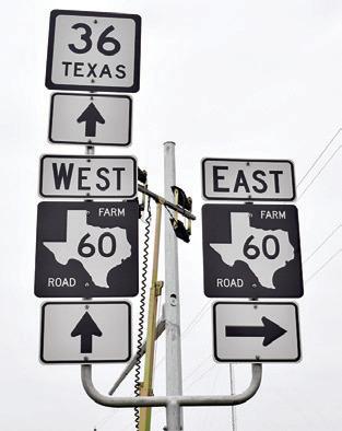 THE ROAD SIGNS at SH 36 and F.M. 60.