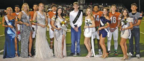 THE CALDWELL HIGH SCHOOL homecoming court gathers at the homecoming game.