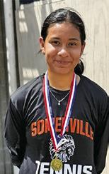 ANETTE REYNA WON the girls singles title at the District 26-2A Tennis Tournament last week and has qualified for the regional tournament in Corpus Christi later this month.
