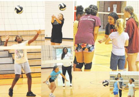 SOMERVILLE ISD RECENTLY held a volleyball camp. Over 20 elementary and intermediate-aged girls learned techniques and skills.