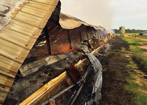 THIS HEN FARM house is damaged by fire in the early Thursday, June 6, blaze off County Road 112 near Deanville.