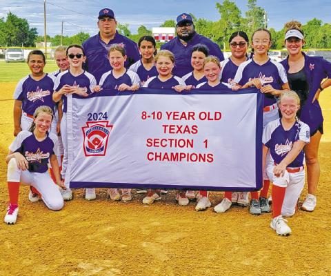 THE BURLESON COUNTY LITTLE LEAGUE Minor All-Star Softball Team won the Texas East Section 1 title last week in Elgin and qualified for the Texas East State Tournament, beginning July 2 in El Campo. The team includes Avery Balboa, Bailey Barnes, Paisley Brack, Mckayla Collins, Jesenia Herrera, Macee Lewis, Karlee Praesel, Zoey Gausin, Braely Polasek, Carly Sheppard, Olivia Zamora and Caegan Kouatli. The team is coached by Adrian Sheppard, Haley Balboa and Flo Ortega.