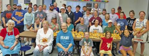 SNOOK SPJST YOUTH CLUB MEMBERS baked almost 82 dozen kolaches, sausage rolls, cinnamon rolls and dinner rolls at the annual kolache baking school in Snook. The baked goods were sold in the annual Country Store held in conjunction with the Snook Volunteer Fire Department’s barbecue fundraiser.