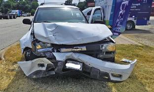 THIS SUV WAS damaged on Friday afternoon, July 10 in a two-vehicle accident on State Highway 21 West. Photo courtesy of Caldwell Fire and Rescue Department