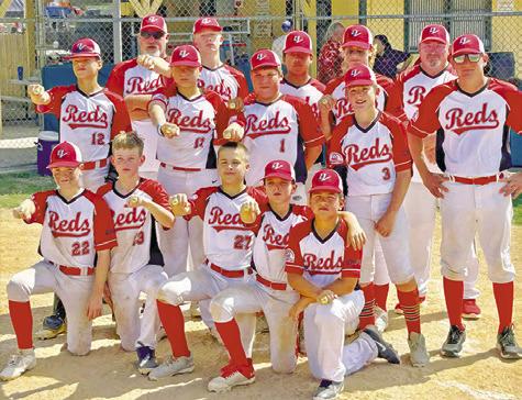 THE DEANVILLE REDS 14U Pony League baseball team recently competed in the Zone Tournament in Youngsville, Louisiana. The team is pictured after winning the Section Tournament title in June.