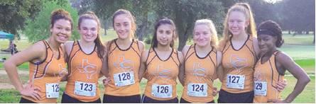 THE CALDWELL VARSITY GIRLS cross country team won the team title at the Bellville Booster Club Invitational on Saturday. Pictured, from left, are Melodie Parker, Kate Urbanovsky, Morgan Becka, Jackie Gutierrez, Zoe Zwernemann, Tess Homeyer and Daisha Denson.