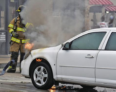 THIS 2007 CHEVROLET Cobalt car erupted in flames at 5:19 p.m. on Friday, Feb. 20, at the Zip In parking lot off State Highway 21. Caldwell Fire Chief Harry Bowers said the blaze started in the engine compartment and spread to the dash board area before it was extinguished by Caldwell firefighters. The driver, Malonni Pulido of LaPorte got out of the car and was not injured, he said.