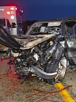 THIS VEHICLE was damaged on Sunday night, June 15, on F.M. 60 South in a two-vehicle collision. Details on the accident were unavailable at press time.