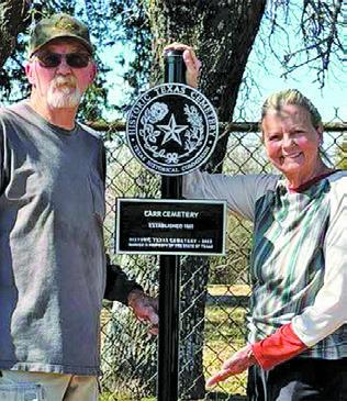 THE CARR CEMETERY officers include, from left, Larry Miller and Jean Worthington Marshall. Not pictured is Jacquelyn Drgac Shupak. The cemetery is now recognized as a Texas Historic Cemetery.