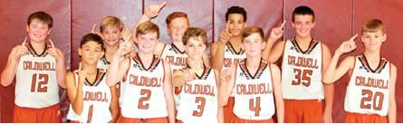 THE CALDWELL MIDDLE School 7A basketball team won the Thorn-dale Tournament last week with wins over Thorndale and Rockdale. Team members are pictured after winning the tournament.
