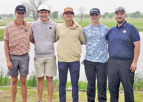 THE CALDWELL BOYS tolf team includes Cobey McCuller, Kaden Fritsche, Caden Schluens, Cooper Schluens and Coach Jacob Schaefer.