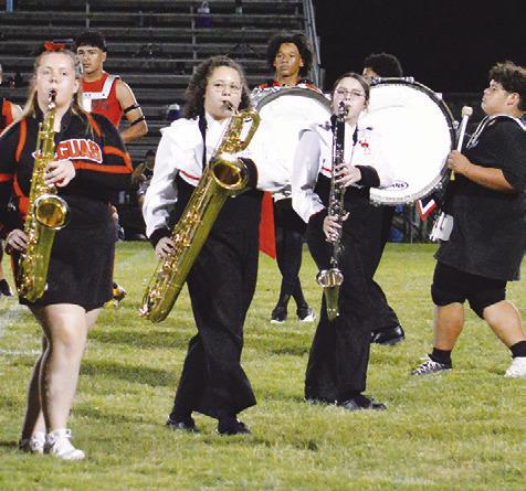 THE SOMERVILLE HIGH SCHOOL Marching Band performs at halftime of the Somerville-Louise game last Friday in Somerville.