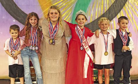 NEW TABOR SPJST won first place in Junior Group Talent with their skit, “The True Story of the Three Little Pigs.” Pictured are, from left, Kolter Plachy, Kyren Plachy, Marley Kocurek, Madelynn Bammel, Ryan Story and Kamden Plachy.
