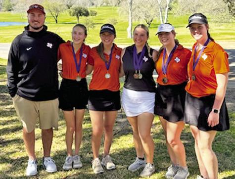 THE CALDWELL HIGH School girls team includes, from left, Coach Jacob Schaefer, Madi Schneider, Ciara Coker, Tanszley Johnson, Sarah Boniol and Alison Krueger.
