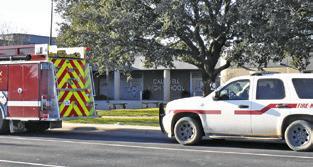 FIREFIGHTERS RESPOND TO Caldwell High School on Sunday.