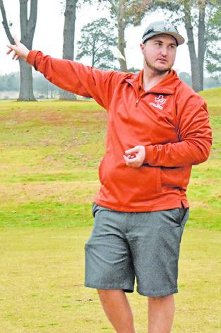 CALDWELL HIGH SCHOOL Golf Coach Jacob Schaefer addresses the golfers on Monday at the Caldwell Boys Golf Tournament at Copperas Hollow Country Club.