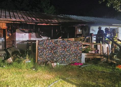 CADE LAKE AND Caldwell firefighters respond to this trailer home fire on Friday at Cade Lake. The home suffered major damage. Photo courtesy of Caldwell Volunteer Fire Department