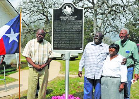 CHURCH ELDERS POSE FOR a picture with the new Texas Historical Marker at Shiloh Missionary Baptist Church. Tribune photo by Denise Squier