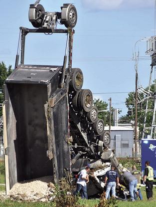 FIREFIGHTERS RESPOND to the scene of this Friday, June 6, accident off State Highway 36 South. The driver was flown from the scene to Baylor Scott&amp;White Hospital in Temple.