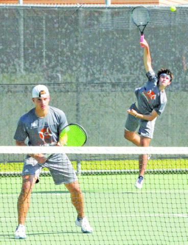 CALDWELL’S WAYLON CHAPMAN and Connor Hughson have qualified for the UIL Class 4A State Tennis Tournament in boys doubles.