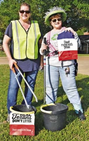 RAILEEN MURRAY and Kathy Pollock participate on Saturday, April 12, in the Keep Burleson County Beautiful Spring Clean Trash Off on State Highway 21 East in Caldwell.