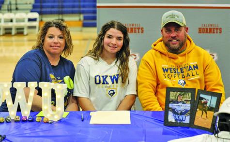CALDWELL HIGH SCHOOL SOFTBALL player Kaylee McAllister Crump recently signed her letter of intent to continue her softball career at Oklahoma Wesleyan University in Bartlesville, Oklahoma.