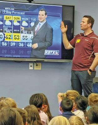 KBTX-TV METEOROLOGIST Max Crawford recently visited Snook Elementary School.