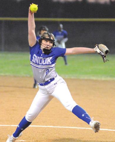 SNOOK PITCHER Aubrey Becker struck out 15 Anderson-Shiro batters in the Lady Jays’ loss Friday. -- Tribune photo by Denise Squier
