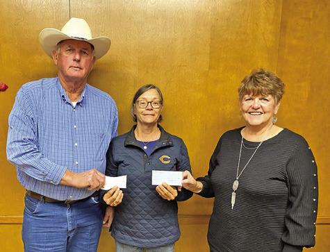 KJT SOCIETY #12 donated $1,250 to the Elizabeth Community Pantry, due to matching funds from the May dance and donations from the home office of the KJT Memorial Foundations. Presenting the check was Franklin Karasek, president, left; Linda Gaas, secretary/ treasurer of KJT #12, right; and Kim Boetger, office administrator of the Elizabeth Community Pantry, center. Not pictured is Willie Hobbs, director of the community pantry.