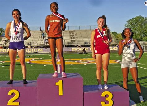 CALDWELL’S AL’YSSA BUTLER won the girls 400-meter dash at the area track meet at La Grange and has qualified for the regional meet.