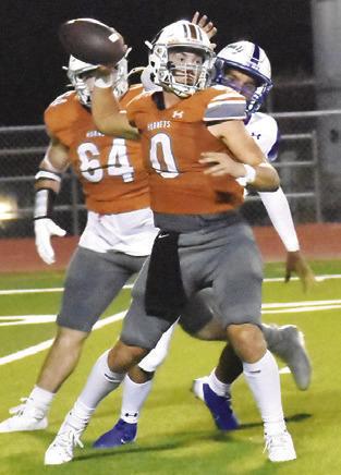 CALDWELL’S COY BECKA hurls this pass against Jarrell last Friday night.