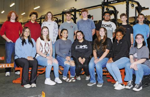 THE 2024 CALDWELL HIGH SCHOOL POWERLIFTING team is, from left, back, Anthony Hall, Elijah Rogers, Aiken Morgan, Jaxon Anderson, Luke Freeman, Eiby Enriquez, Blane Barr, Logan Raymond, front, Miranda Polasek, Kodi Hitchcock, Ra’Kyiah Roeseman, Charley Singleterry, Allie Mondey, Breyona Richmand and Kyla Ringer. Photo courtesy of Dianne Pursch Photography