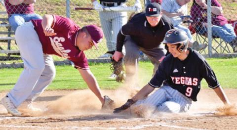 GARDNER SHIVERS SLIDES into home for this run for Somerville.