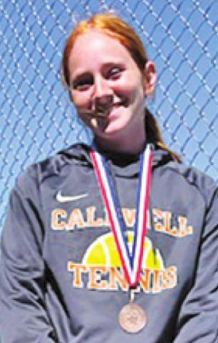 HOPE SAVAGE placed third in girls’ singles at the District 19-3A Tennis Tournament last week.