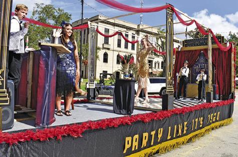 QUEEN CANDIDATE DAKOTA Kienow won the Queen’s Category for her 20s inspired float featuring the fair’s “Decades of Fun” theme in last Saturday’s Burleson County Fair Parade. (See story inside.) Tribune photo by Roy Sanders