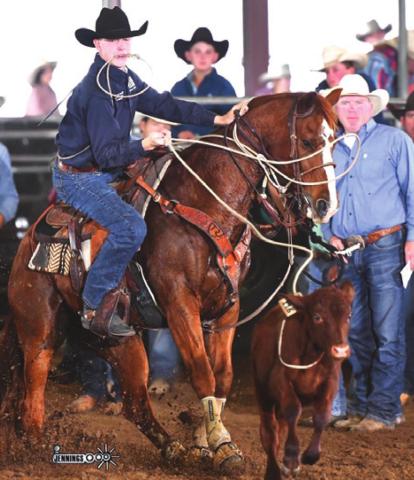 CAMERON SUEHS QUALIFIED for the 2021 Mike and Sherrylynn Johnson Vegas Tuffest Jr. World Championship to be held in Las Vegas in December. -- Photo courtesy of Jennings Rodeo Photography