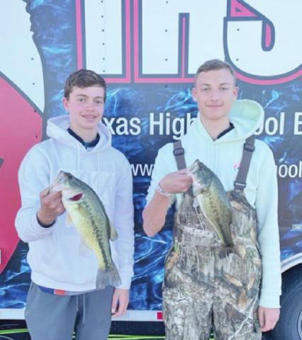 CALDWELL’S Cooper Odenbach and Grant McManus caught two fish, weighing 4.82 pounds at the Toledo Bend Lake Tournament.