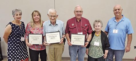 THE TEXAS RESEARCH RAMBLERS recently introduced its new officers. Pictured, from left, are Secretary Terry Quick, Vice President Sarah Watson, Treasurer Rodger Koppa, Website Bob Hensz, Past President Shelby Rowan and President Ron Smith. Photo courtesy of Texas Research Ramblers Genealogical Society