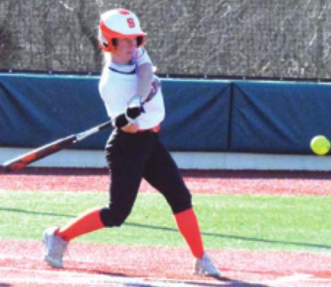 SOMERVILLE’S ABIGAIL Flencher bats against Bay City Christian during the Franklin High School Softball Tournament last Thursday afternoon. -- Tribune photo by Denise Squier