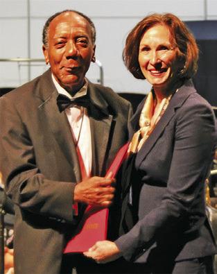 AT THE SPRING Yegua band concert, Texas Senator Lois Kolkhorst presented Somerville band director Carl Idlebird with a signed resolution from the Texas State Senate, recognizing Mr. I for his induction to the Association of Texas Small School Bands Hall of Fame.