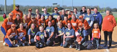 CURRENT AND FORMER LADY HORNET softball players participated in the annual Lady Hornet Alumni Softball Game this past Saturday at Lady Hornet Field.