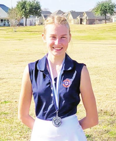 MAEGAN SCHNEIDER of Caldwell placed second at the Navasota Tournament.