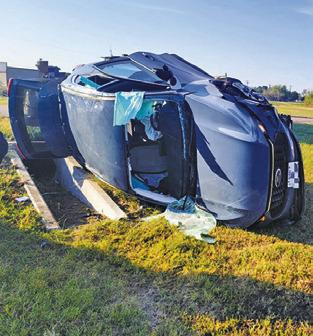 A HOUSTON woman was injured in this one-vehicle accident on Wednesday, Nov. 13, on F.M. 2155 near Snook. See story inside.