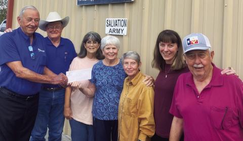 LEE SCOTT MASONIC LODGE recently presented Somerville Area Assistance Ministries (SAAM) with a donation to help families in need during the holiday season. Pictured, from left, are Terry White, Junior Warden of the Lodge, Steve McCoy, Treasurer of the Lodge, Judy Bench, Ruth Cummins, Diane Ganske, Lacey Dunn and Charles Law, Secretary of the Lodge.